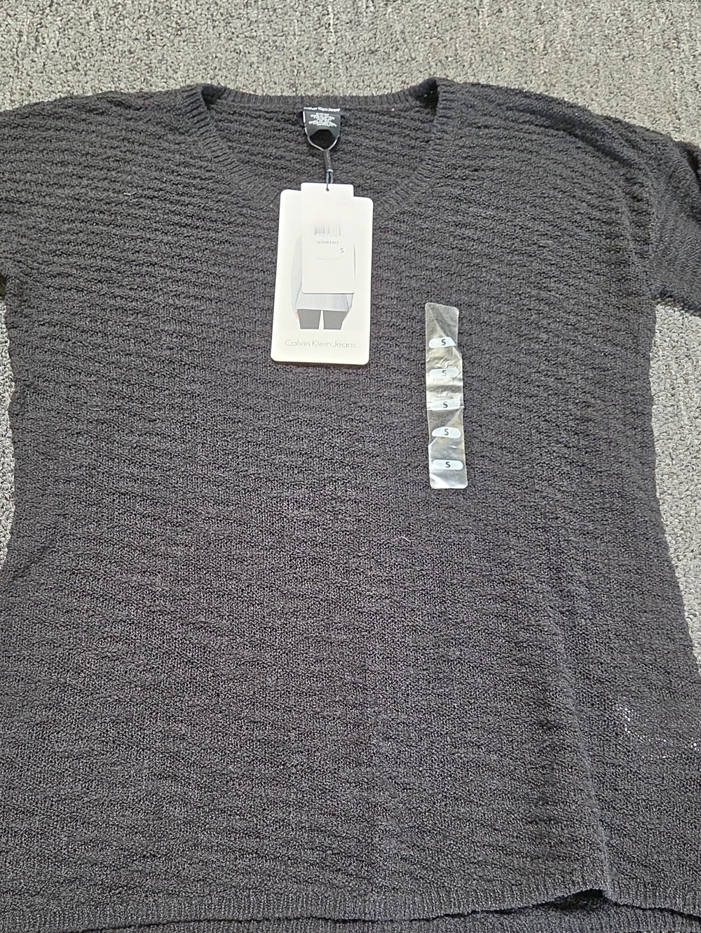 (#5C) Calvin Klein Jeans Men’s Charcoal Crewneck Textured Sweater